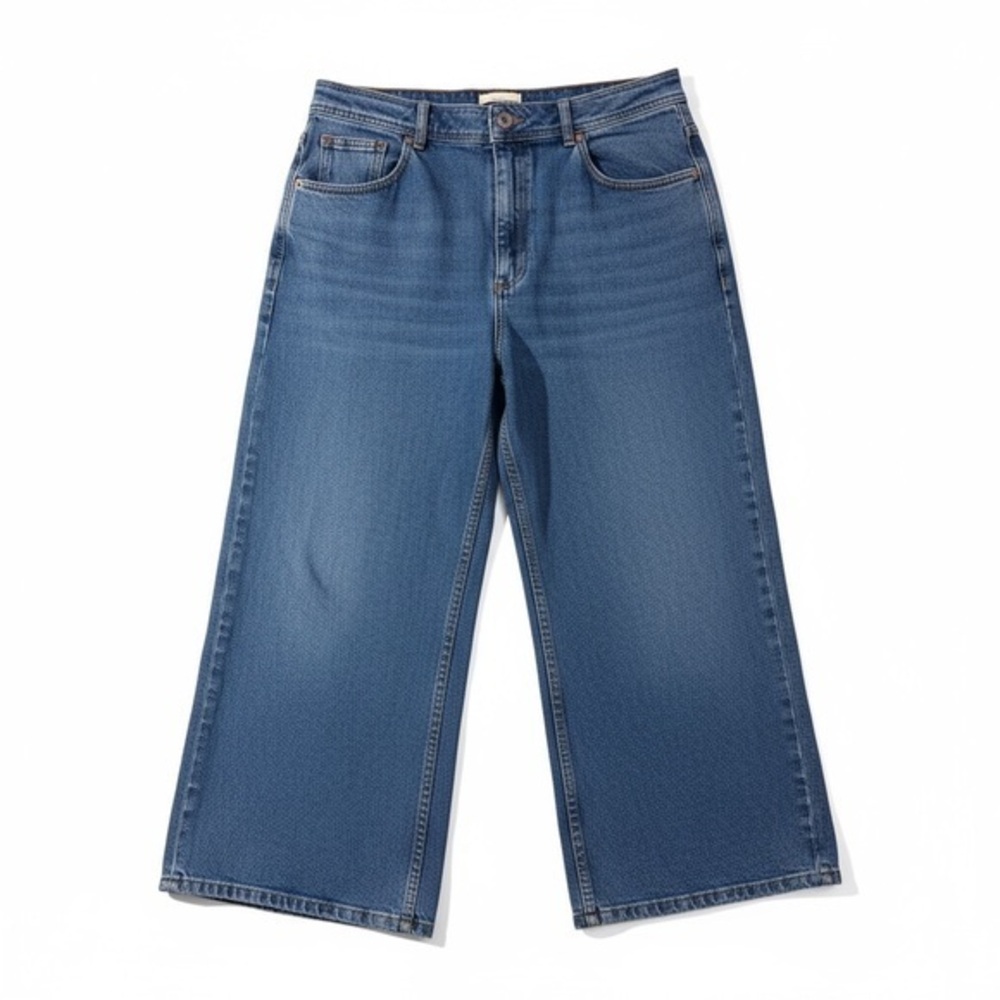 Sezane High Rise Wide Leg Cropped Jeans